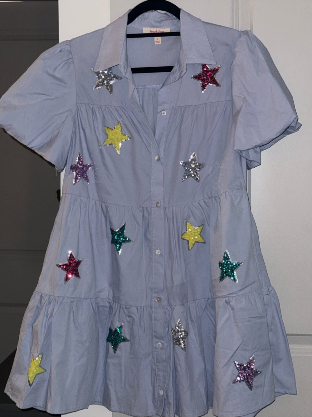 Peach Love Star Embellished Dress